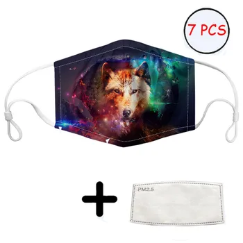 

Starry Wolf Pattern Face Masks Mascarilla Dustproof Bacteria Anti-Dust PM2.5 Filters Reusable Soft Cover Mask Washable Elastic