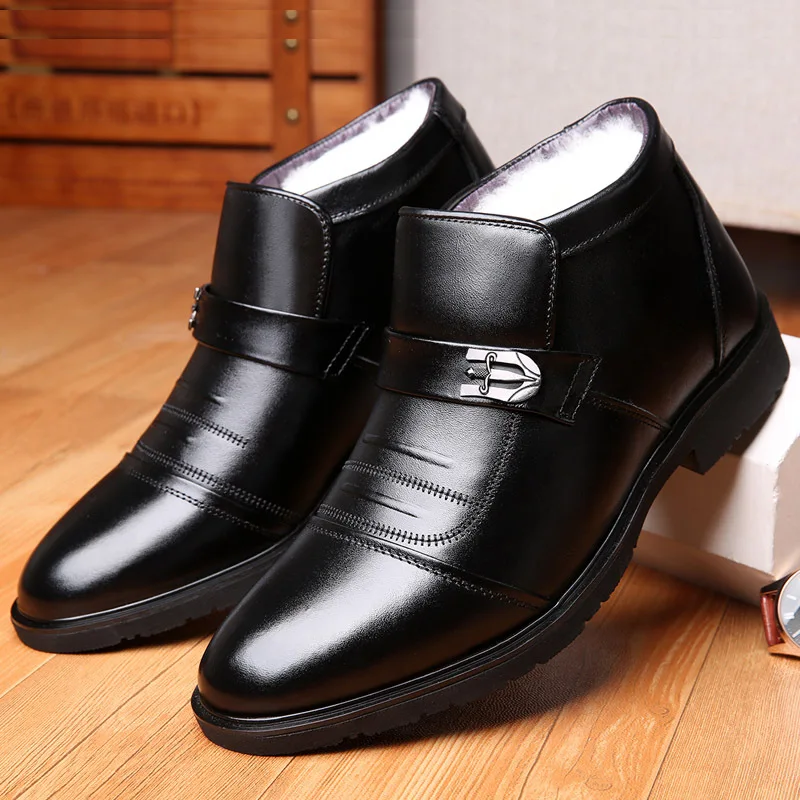Winter Shoes Men's Chelsea Boots Leather Warm Shoes Men's Ankle Boots Fashion Brand Cowhide NEW
