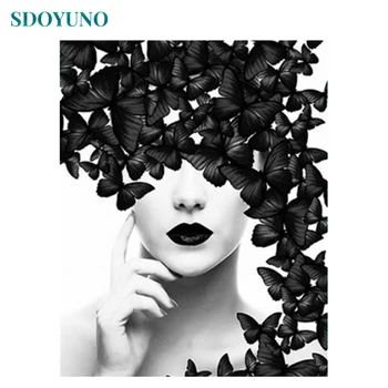 

GATYZTORY 60x75cm Painting By Numbers Butterfly Beauty DIY Digital Painting Frameless Paint By Numbers On Canvas Home Decor