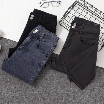 

Jeans Women Korea Clothes Autumn Thin Section Feet Jeans Femme High Waist Skinny Black Ladies Jeans Fashion Woman Denim Pants