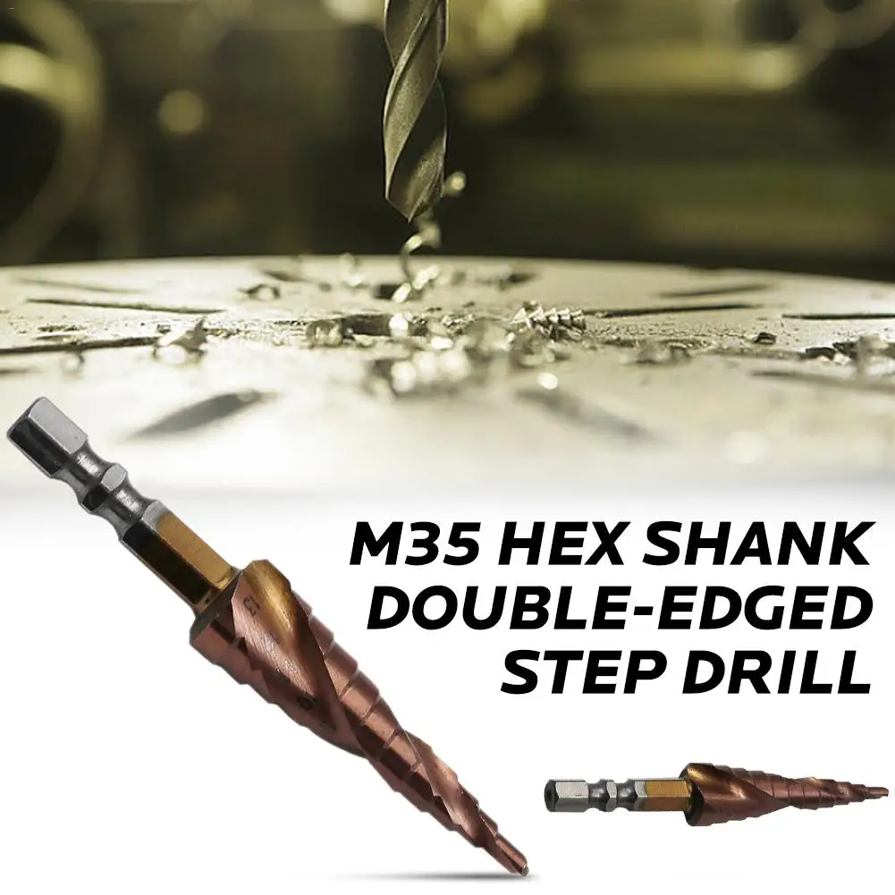 

M35 Hex Handle With Cobalt Step Drill Bit Stainless Steel Metal Hole Opener Drill Double Blade Pagoda Drill 3-13 Plastic Box