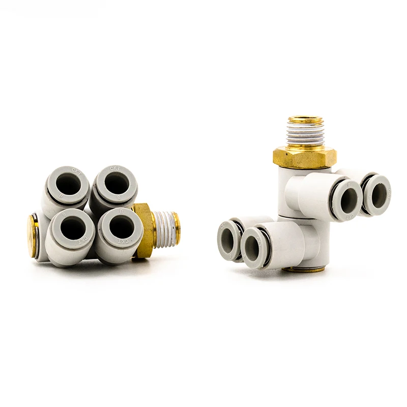 SMC type fittings KQ2ZD Double branch universal male elbow One-touch five way connector Pneumatic Components pipe fitting | Обустройство