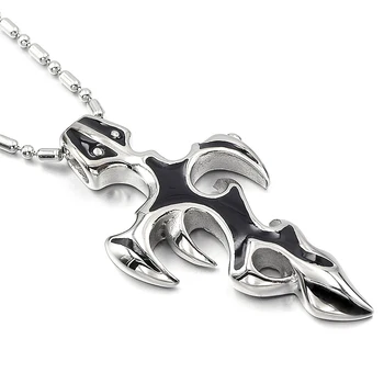 

ATGO Black Fire Emblem Cross New HOT SALE Cool Fashion Jewelry Geometric chain Women's/Men's Stainless steel Necklaces BP231