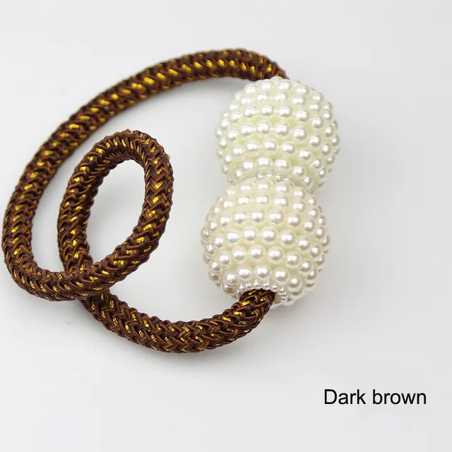 Darkbrown 1х перламутровый магнитный зажим для штор, держатели для штор, зажимы для подвешивания, шаровая пряжка, Аксессуары для штор, домашний декор - Цвет: Darkbrown
