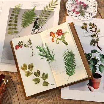 

40pcs/pack Retro Floral Green Plant Stickers Diary Scrapbook Decoration Stationery Sticker Diy Craft Label