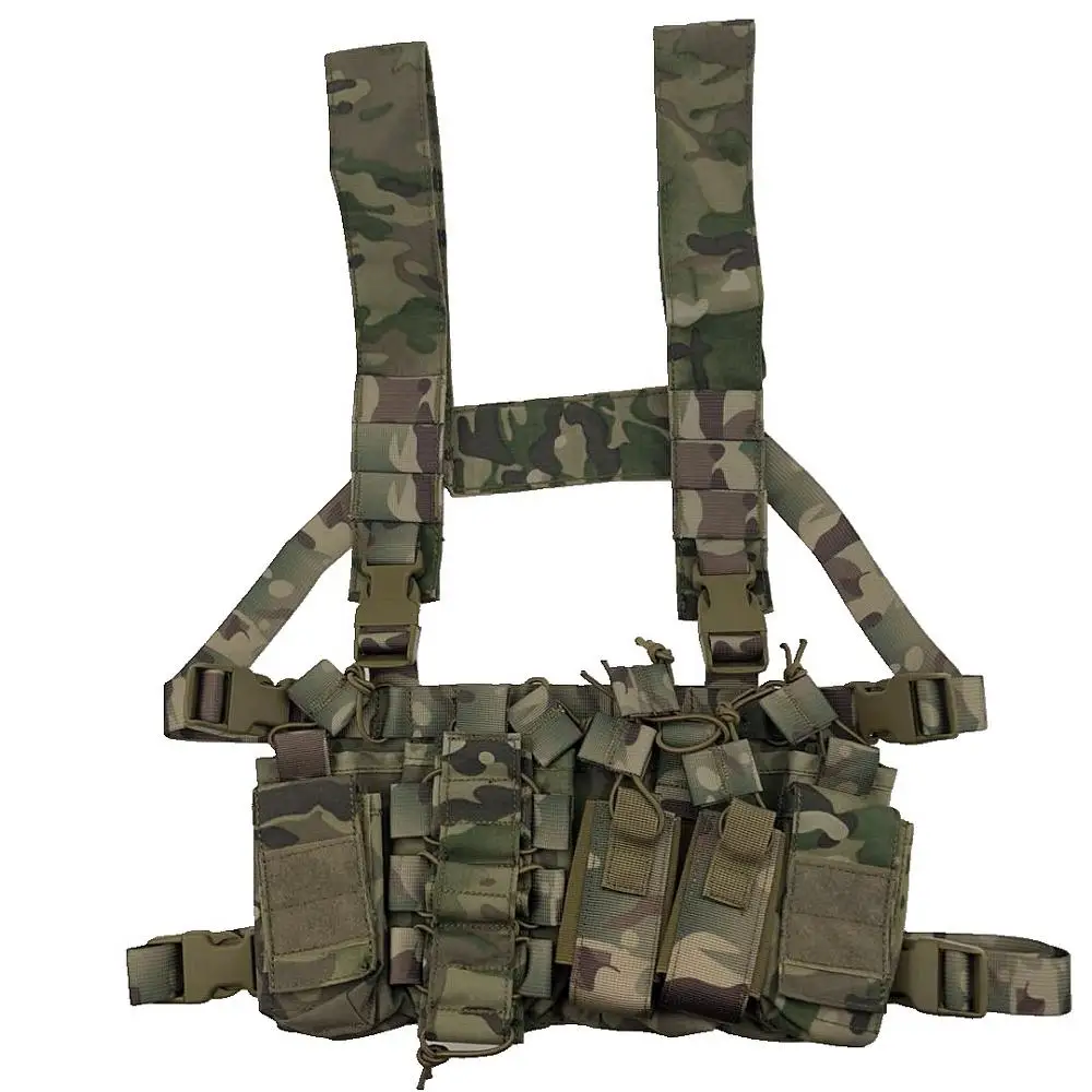 Регулируемая тактическая нагрудная сумка с радио ремнем, нагрудный передний пакет, чехол-кобура, военный жилет, нагрудный пояс, двухсторонний радио карман - Цвет: cp