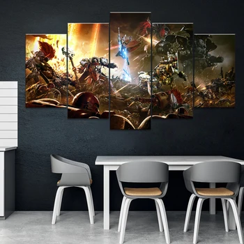 

5 Piece Cartoon Pictures Artwork Game Warhammer 40,000: Dawn Of War III Game Poster Paintings Canvas for Home Decor Wall