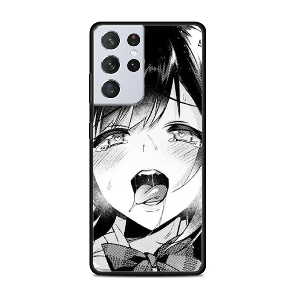 Ahegao Manga Cô Gái Dành Cho Samsung Galaxy Samsung Galaxy S21 S20 FE Cực Lite S10 S9 S8 S7 S6 Edge Plus Viền Silicone Mềm Mại đen Ốp Lưng Điện Thoại samsung silicone