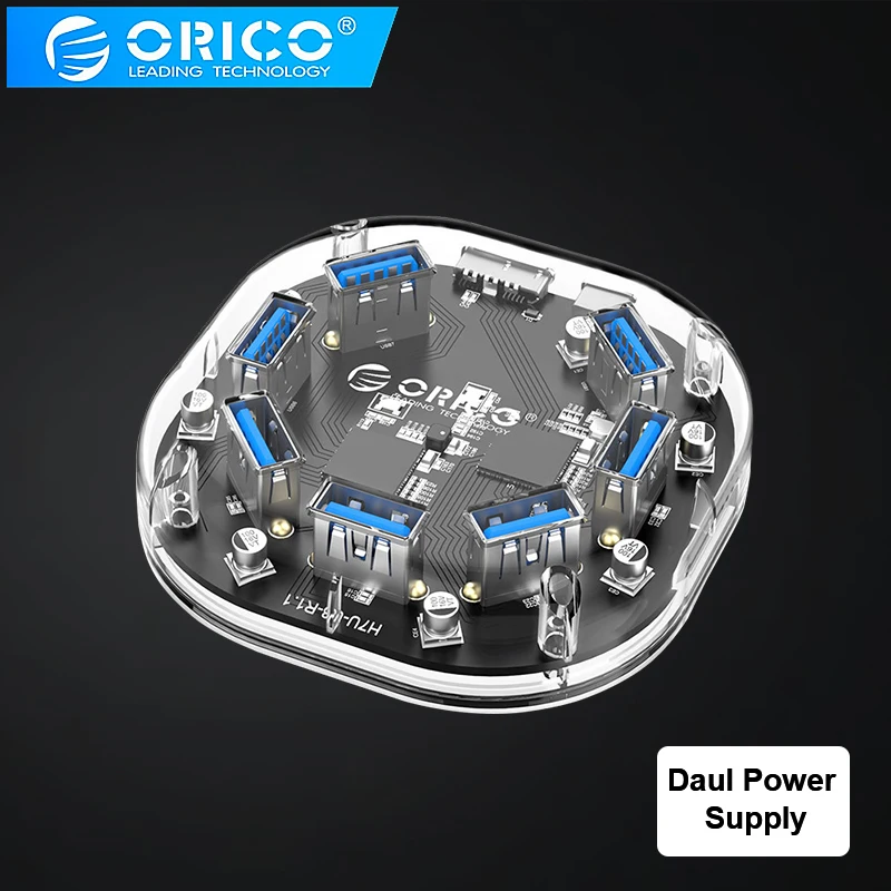 

7 4 Ports USB 3.0 Transparent HUB High Speed 5Gbps USB HUB Portable OTG Hub USB Splitter For Apple Macbook Air Laptop PC