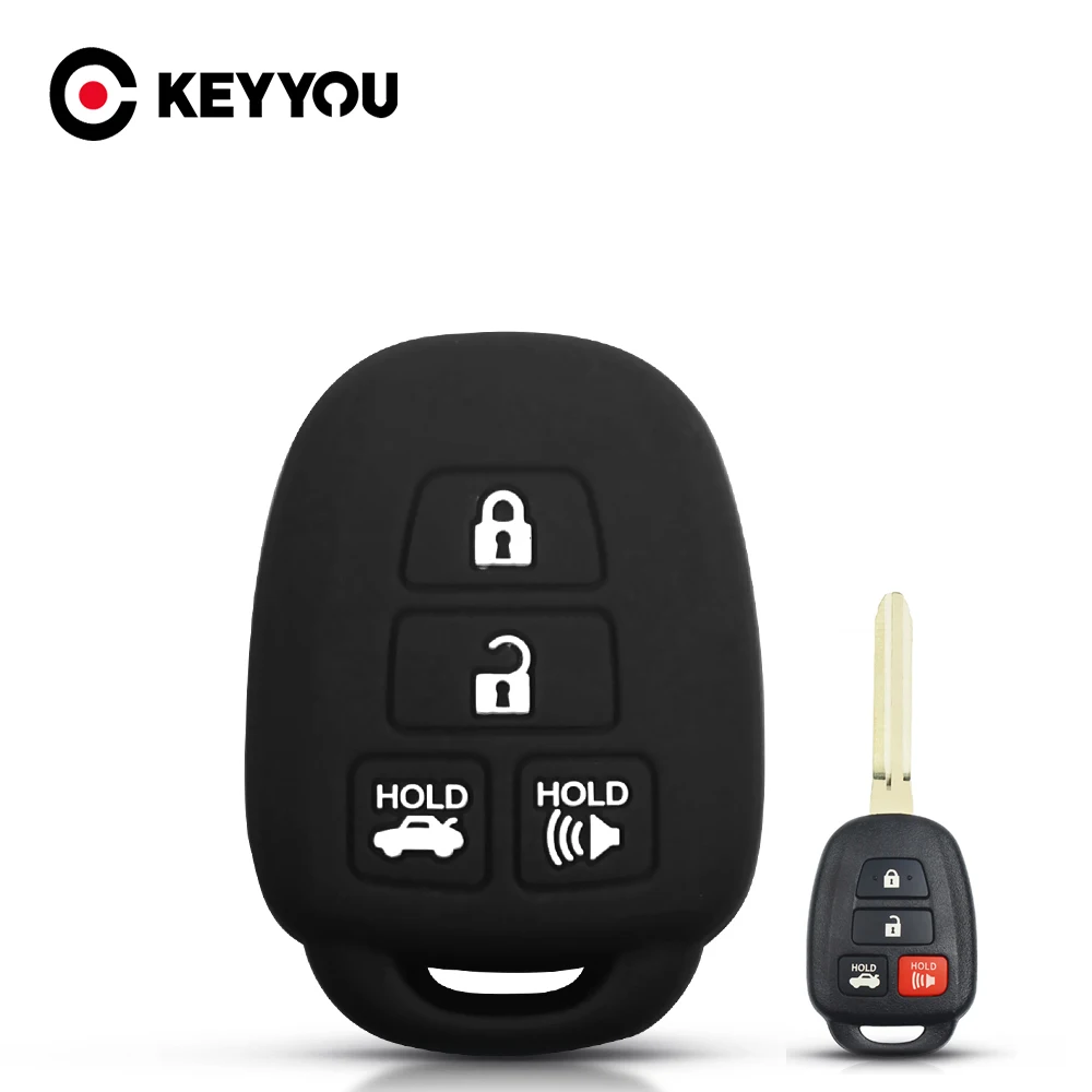 Keyyou 4 Button Silicone Car Key Case For Toyota Camry Corolla Rav4