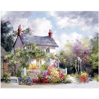 

5d Diy Diamond Painting Wall Art Handmade Landscape House Garden Cross Stitch Picture Mosaic Full Round Drill Embroidery Gifts