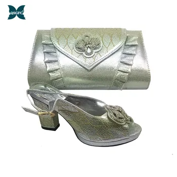 

Latest Women Shoes and Bag Set In Italian design Shoes with Matching Bags Set Decorated with Appliques Ladies Sandals with Heel