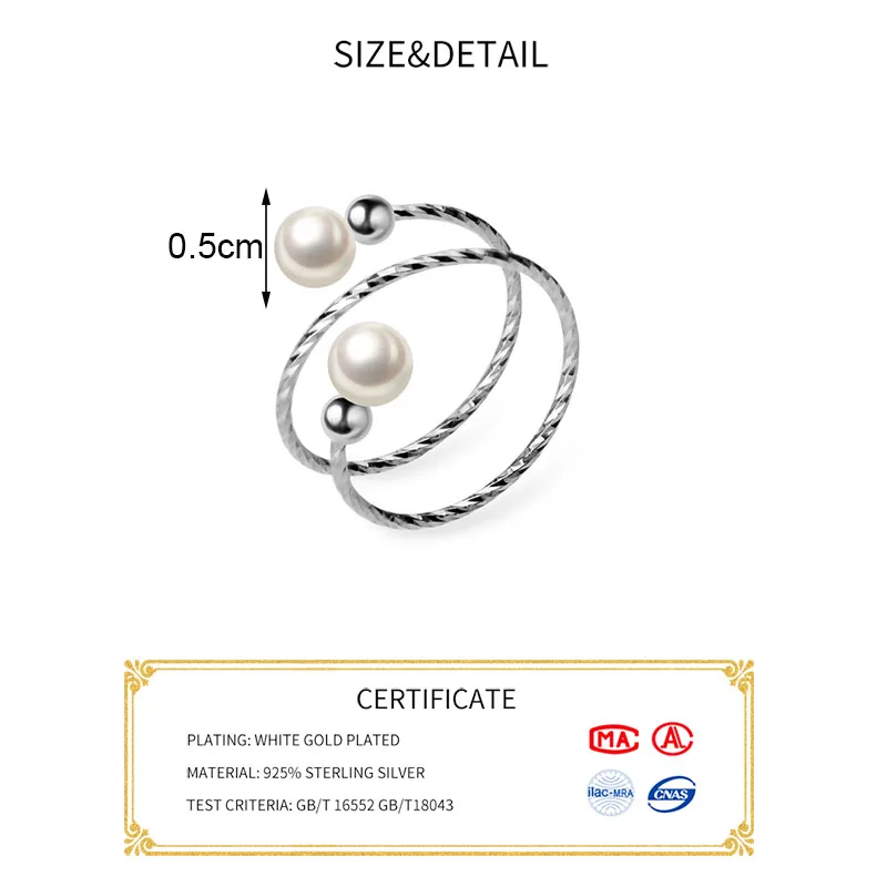 INZATT Real 925% Sterling Silver Minimalist Pearl spiral Ring For Women Birthday Party Classic Fine Jewelry Accessories Gift - Image 2