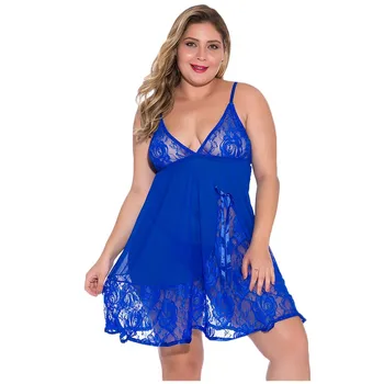 

Xl-4Xl Clothes For Women Of Large Sizes Women Lace Splice Bow V-Neck Backless Sexy Lingerie Sleepwear Z0402