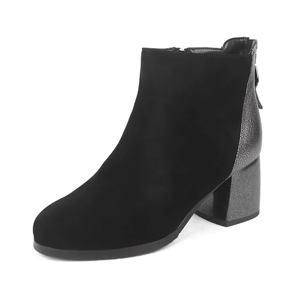 Black Kid Suede SOPHITINA/Модные женские ботинки; специальный квадратный каблук; круглый носок; квадратный каблук; высокое качество; обувь из коровьей кожи; Новые ботильоны; SC221 - Цвет: Black Kid Suede