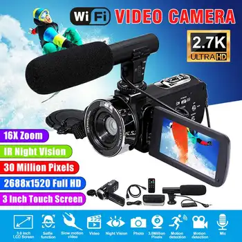 

2.7K Camcorder Video Camera Wifi Night Vision 30MP 3.0 Inch LCD Screen Time-lapse Photography Camera Fotografica With Small Mic