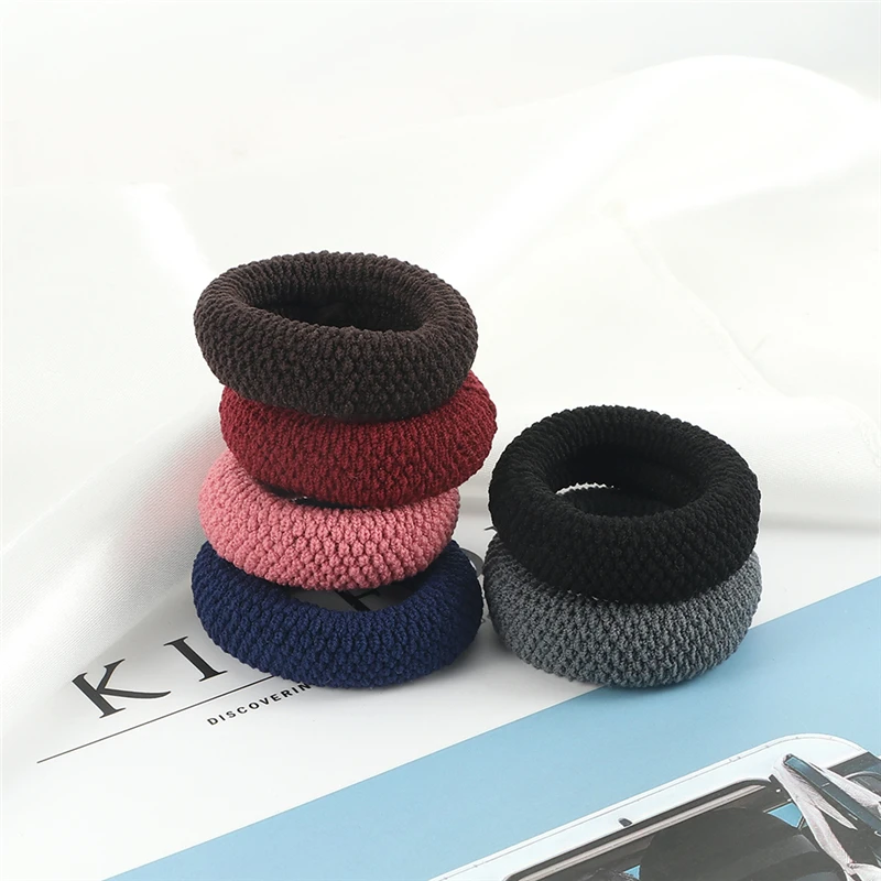6Pcs Basic Simple Hair Bands Solid Color Seamless Wide Rubber Band for Women Girl High Elastic Scrunchie Accessories Holder |