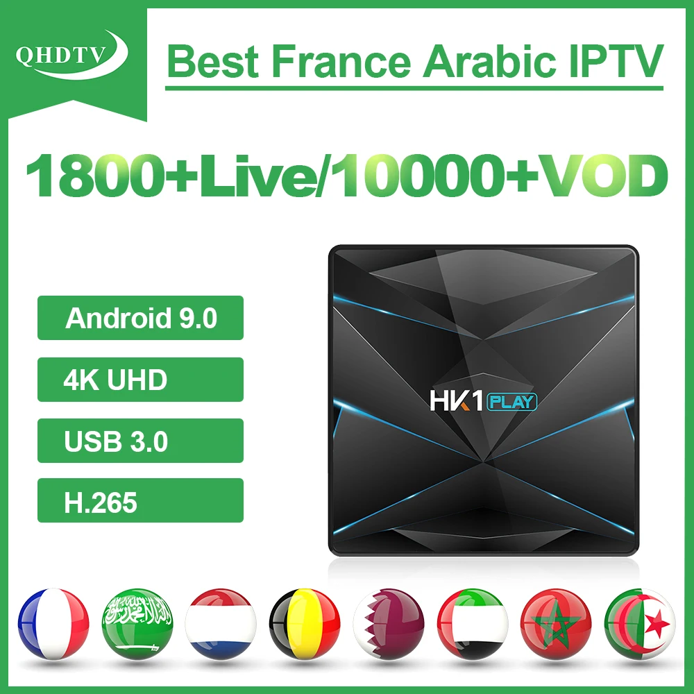 

HK1 PLAY IPTV 1 Year Sbuscription France Arabic Code IPTV S905X2 Android 9.0 2G 16G IPTV Subscription French Arabic Qatar IP TV