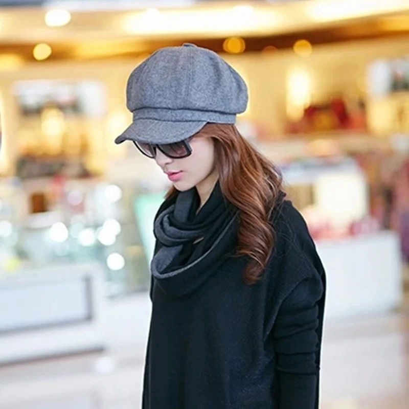 Casquette Style Gavroche / Vendeur De Journaux Pour Femme - Coton Noir - Taille Unique