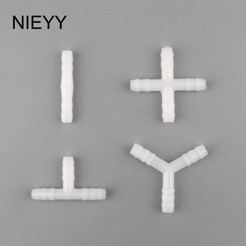 

10pcs 8mm Water Barb Tee Straight Cross Connector 2 3 4 way Adapter Aquarium Plastic Joint Garden Irrigation Fish Tank Accessory