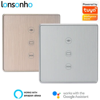 

Lonsonho WiFi Smart Curtain Switch Tuya Wireless Remote Control Blind Switch Works Alexa Google Home Metal Touch Panel And Frame