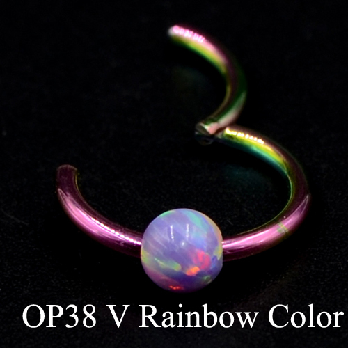 1Piece G23 18g&16gTitanium Opal Segment Hinged Ring Septum Nose Clicker Piercing Nose Lip Earrings Helix Nose Piercing
