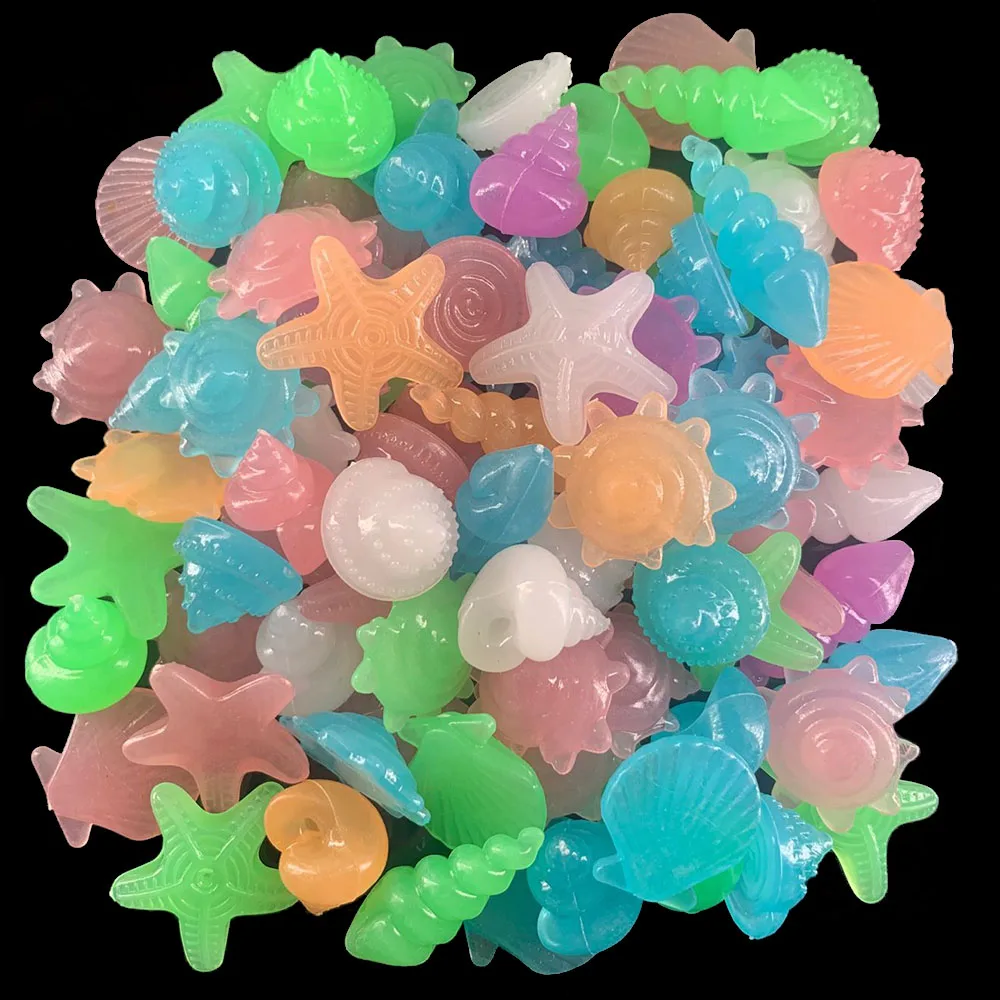 10/50pcs Luminous Glowing Stones Shell Shaped Starfish Shell Fish Tank Table Walkways Garden Glow in the Dark Pebbles Deco glow stones garden decoration decorative stones