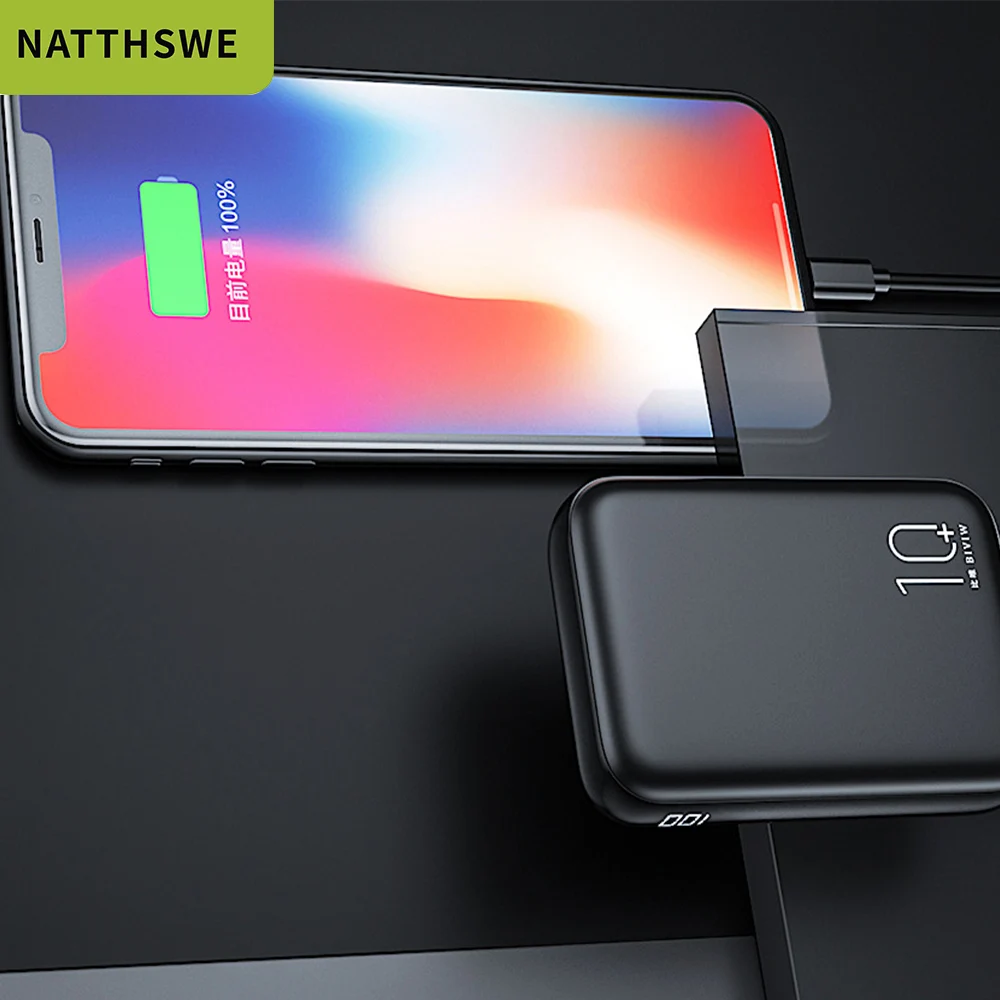 NATTHSWE 30000 мАч Внешний аккумулятор, внешний аккумулятор, USB внешний аккумулятор, портативное зарядное устройство для мобильного телефона Xiaomi iphone huawei