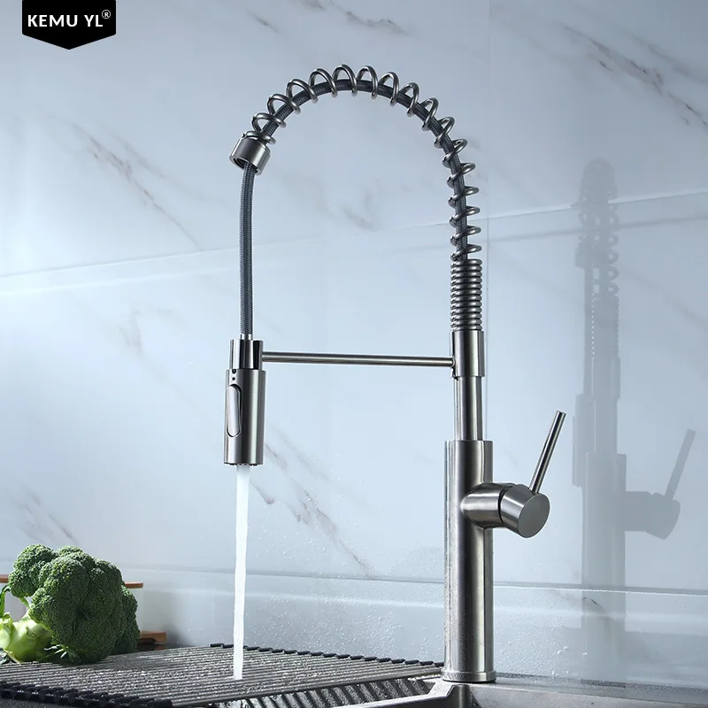 

Kaiping New Style SUS304 Stainless Steel Cold Pull-out Kitchen Faucet Stretching Pulling Nozzle Spring Pulling
