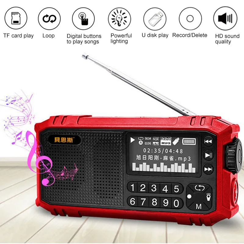 Многофункциональный fm-радио портативный Bluetooth динамик с светодиодный фонарик