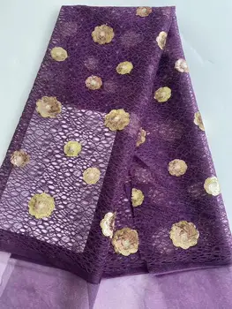 

Nigerian Tulle Lace Sequin Fabric High Quality African Sequin Lace Fabric New African Guipure Lace Fabric 2019 purple