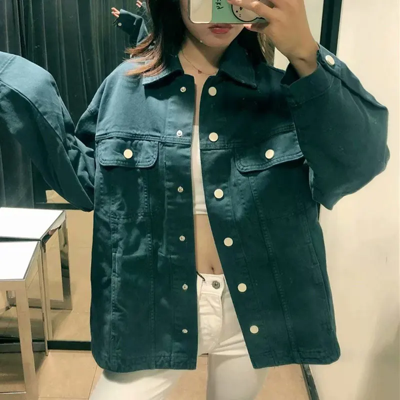 dark green denim jacket womens