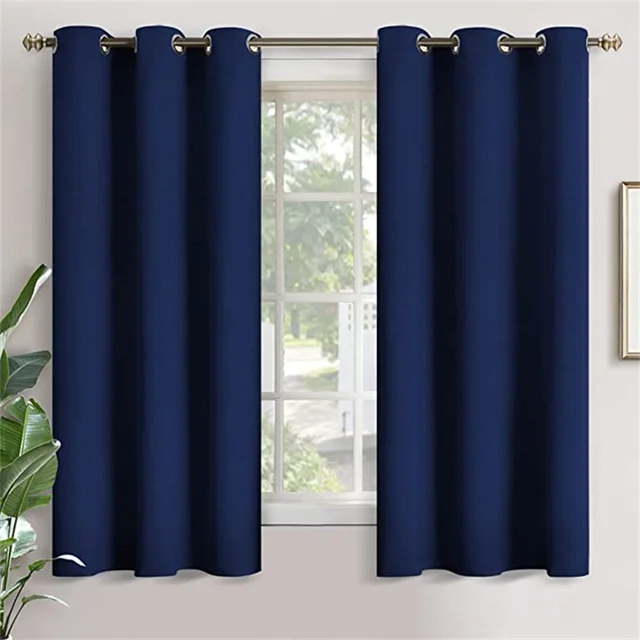 Modern Blackout Short Curtain for Kitchen Bedroom Living Room Small Curtains Window Treatment Solid Color Decoration Drape 1