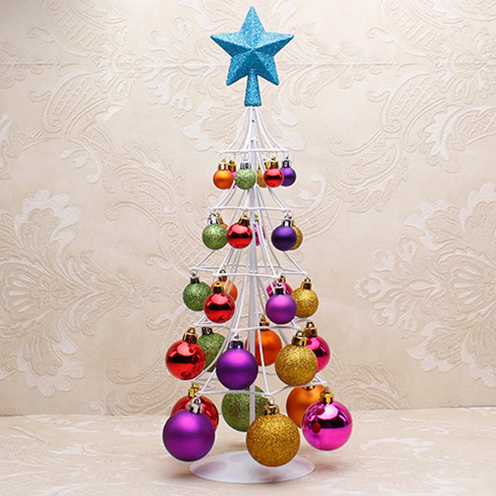 

Home Exquisite New Year Holiday Shopping Mall Christmas Ornament Tree Top Star Layout Ball Tower Gift Craft Mini Party Supplies