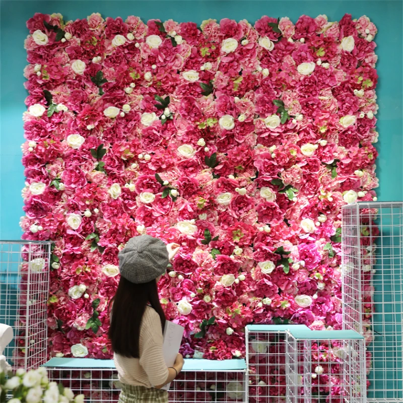 

Aritificial Silk Rose Flower Wall Panels Hotel Decoration Flowers For Wedding Baby Shower Birthday Party Photography Backdrop