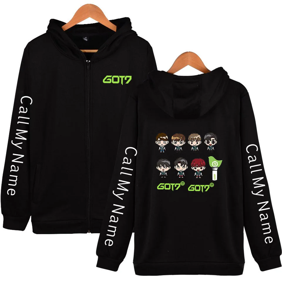 Новый GOT7 для мужчин Женские С капюшоном длинными рукавами Одежда пальто девочек