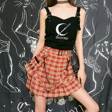 Ruibbit летние новые готические панк Harajuku женские шорты Повседневная классная Шикарная стильная клетчатая материя плиссированные Женские шорты на бретельках юбки