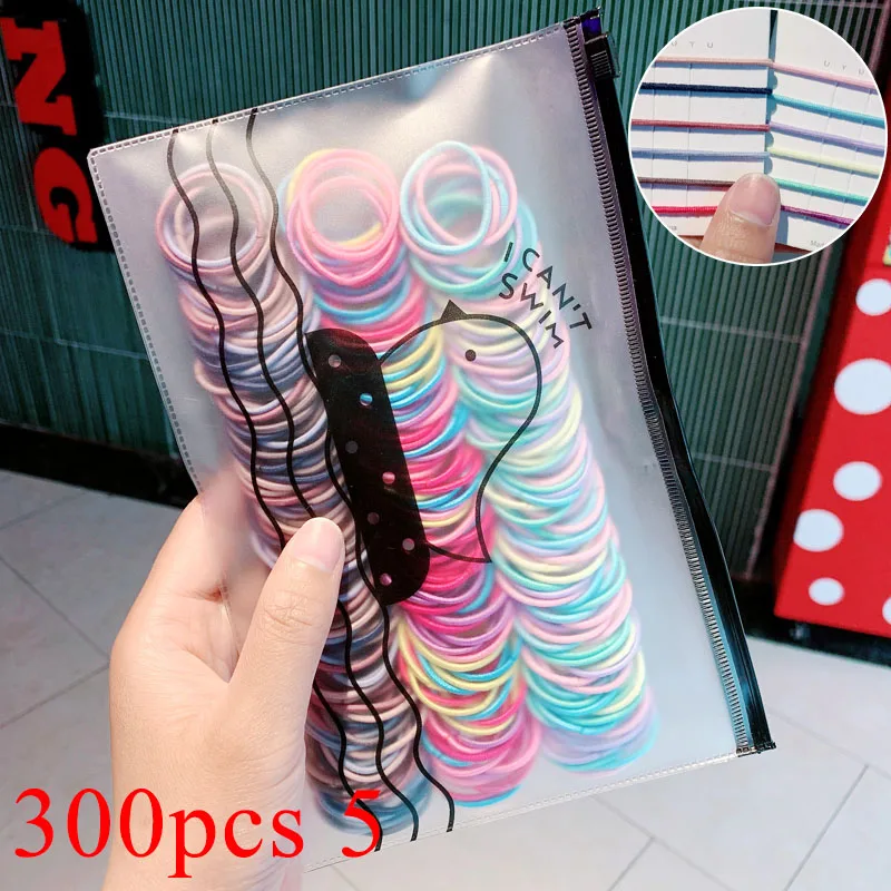 100/500pcs/Bag Girls Cute Colorful Basic Elastic Hair Bands Ponytail Holder Children Scrunchie Rubber Band Kids Hair Accessories