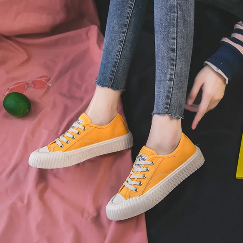 

Spring/Autumn Flat Shoes Women Canvas Lace Up Plate Solid Casual Female Vulcanized Ladies Shoe Sneaker Zapatos De Mujer W31-79