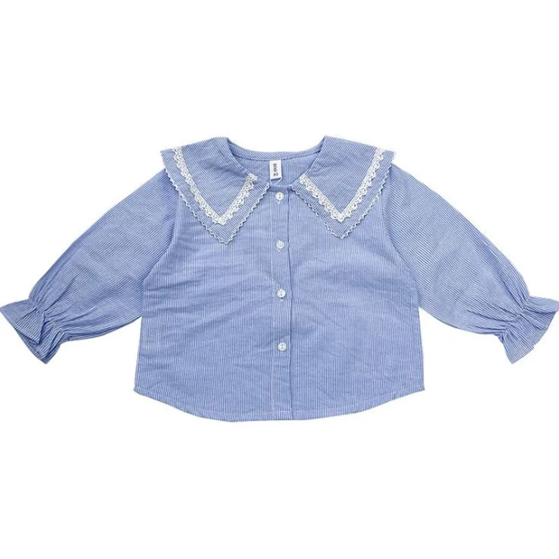 

DFXD 2020 Spring Autumn Toddler Girl Blouses Shirts England Style Fashion Long Sleeve Striped Princess Shirt 1-7T Kids Clothes