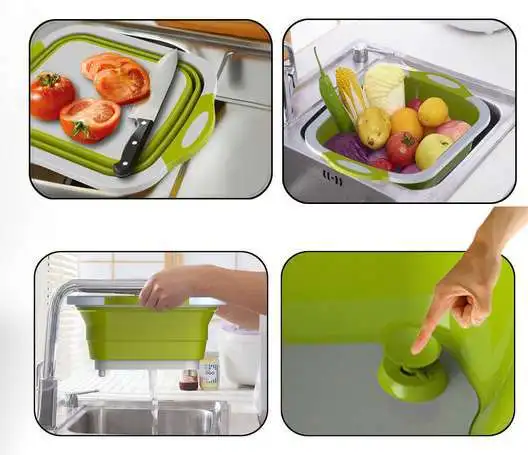 Многофункциональная Складная посуда для мытья разделочная доска Три в одном