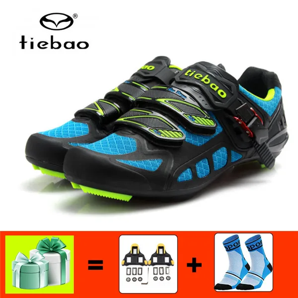 B1502 B with gift TIEBAO, обувь для шоссейного велоспорта, Триатлон, для езды на велосипеде, Спортивная, дышащая, Спортивная, sapatilha ciclismo, для велосипеда, мужские кроссовки - Цвет: B1502 B with gift