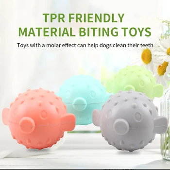 

pet products cat toy dog chew toys TPR rubberSqueak toys cute Pufferfish sounding dog interactive toys Bite resistant cat toys