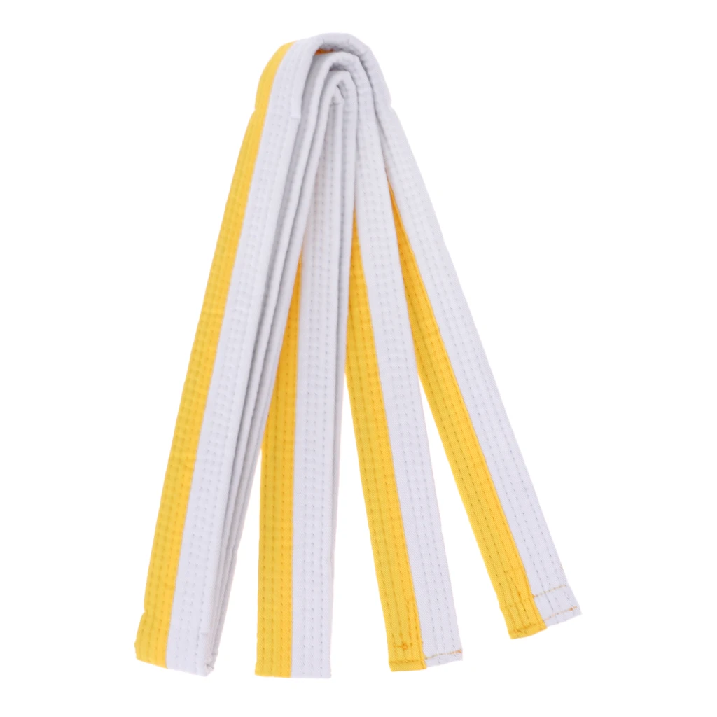 White and Yellow Удобный Пояс для тхэквондо пояс для каратэ дзюдо пояс-многоцветный каратэ, дзюдо двойной обертывание боевых искусств полоса спортивный пояс - Цвет: White and Yellow