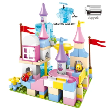 

Electric Marble Race Run Big Building Block Compatible Duploed Bricks Funnel Slide Blocks DIY Big Bricks Toys for Children Gift
