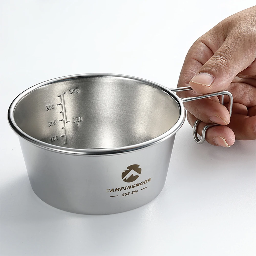 CAMPINGMOON Stainless Steel Camping Sierra Cup Lightweight Compact Camping Pot Hiking Coffee Mug