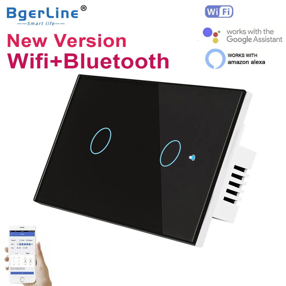 

1-канальный сенсорный переключатель Wi-Fi, 1/2/3 кнопок, совместим с Bluetooth, переключатель света с нейтральным проводом, пульт дистанционного управления для умного дома, 16 А