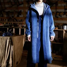 Дизайн, женская зимняя Толстая Теплая Повседневная Свободная Двусторонняя синяя длинная кашемировая куртка с капюшоном из овечьей шерсти, пальто, плюшевая куртка
