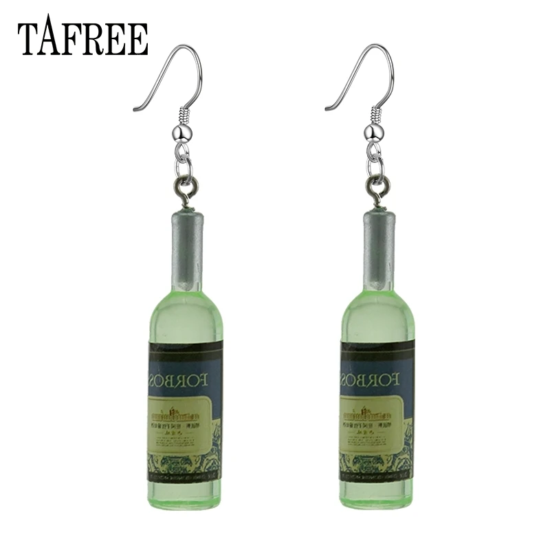 TAFREE DIY Имитация бутылки вина Висячие серьги для женщин холодный красный, желтый, синий Вино Висячие серьги ювелирных изделий