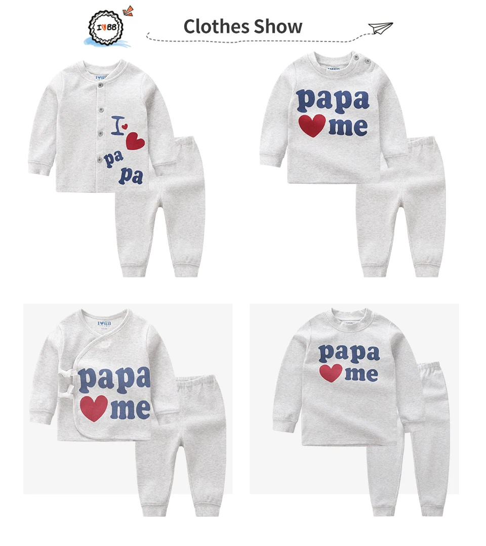 Комплект для сна для малышей; зимняя Пижама; детская хлопковая мягкая одежда для сна с длинными рукавами; PAPA Love Me